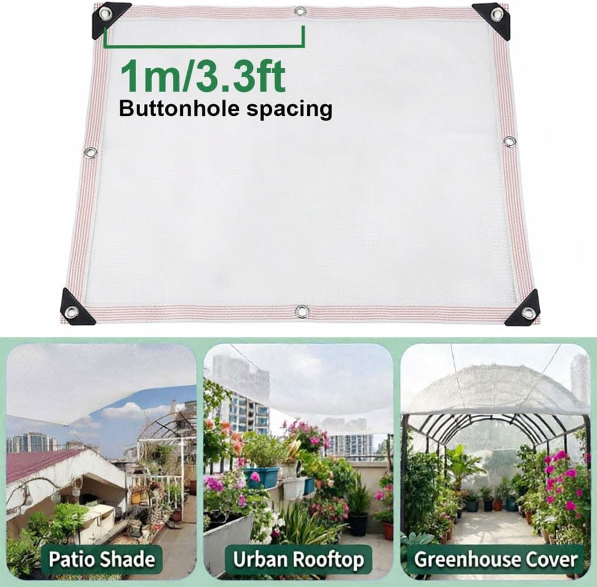 55% White Shade Cloth Heavy Duty UV Resistant Mesh Tarp with Grommets, Sunblock Shade Net for Garden, Greenhouse Plants, Patio, Pergola, Chicken Coop Canopy(4x46ft)