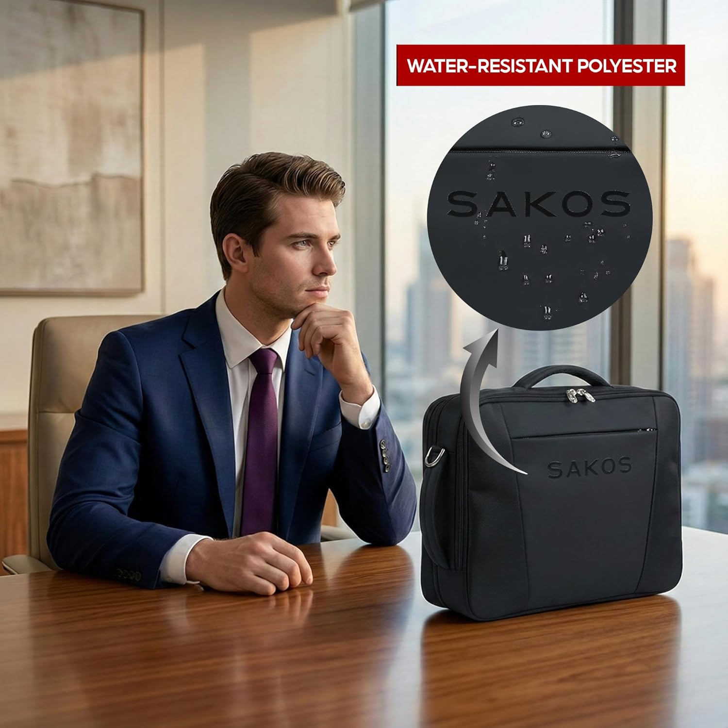 SAKOS HYBRID Laptop Case 15.6 Inch, 15.6 Laptop Case, Laptop Bag For Men, Computer Bag For Men, Water Resistant Messenger Bag Compatible With Macbook Pro 13/14/15", HP, Dell, Lenovo, Asus