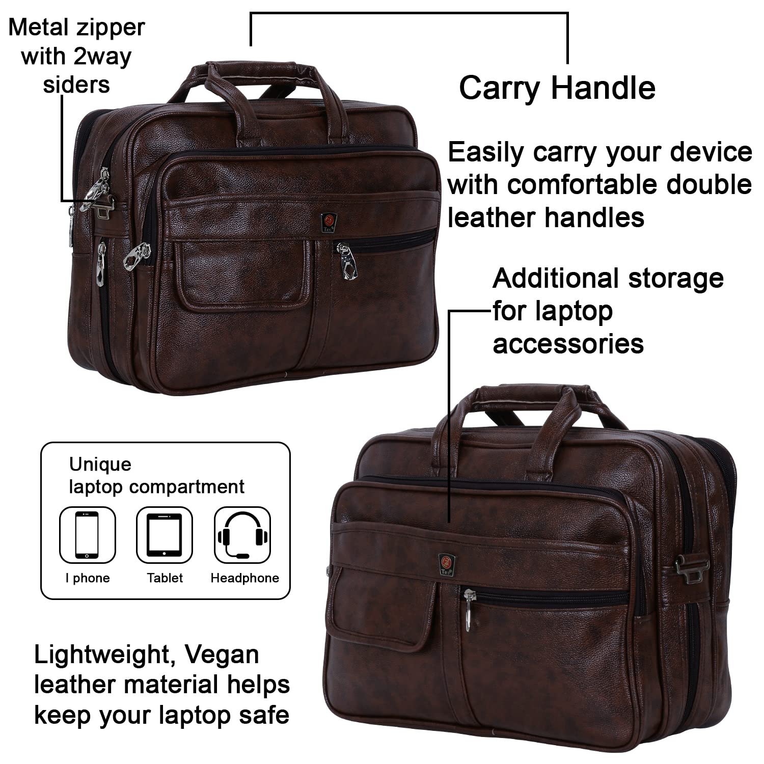 Teo 15.6 Inch Laptop Messenger Bag I Padded Laptop Compartment with Adjustable Strap I Extra Zip Compartments I Dimension: L-40 x W-20 H-30Cm Brown Colour 13 71aLWF5OmqL. SL1500