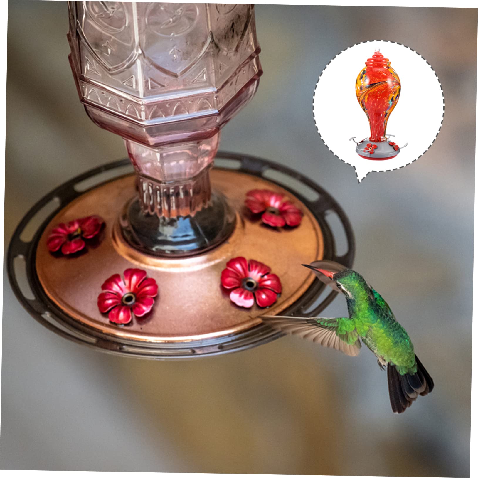 Yardwe Kreatives Hängendes Vogelfutterhaus aus Glas und Eisen mit Blumenform Sicher für Kleine Singvögel und Kanarienvögel im Garten und Außenbereich