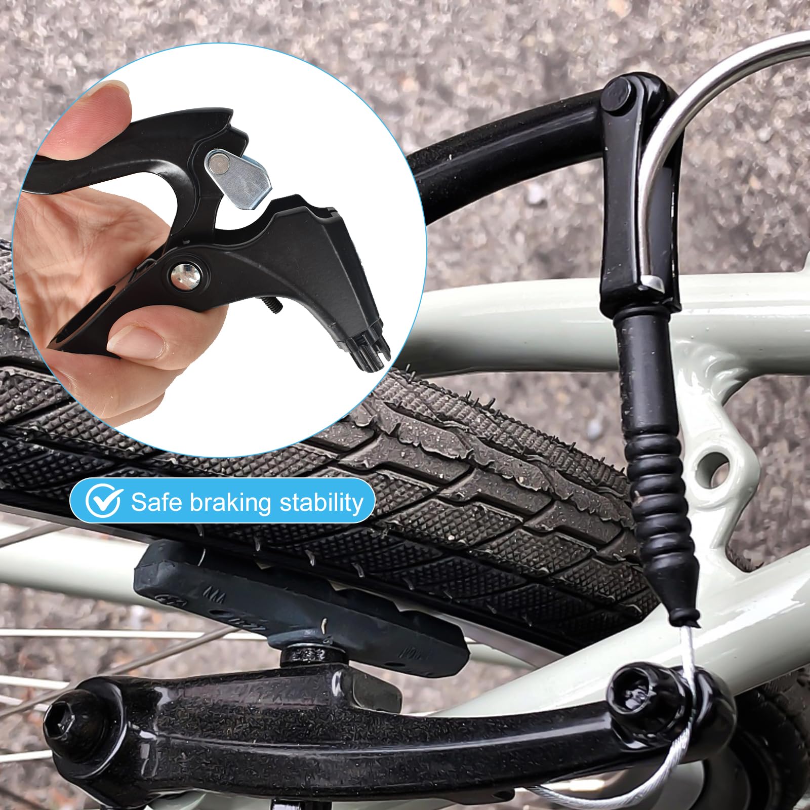 Kompletny zestaw hamulców rowerowych, BMX i rower górski V-Brake zestaw z dźwigniami, linka hamulca rowerowego i mocowania, hamulec przedni i tylny, idealny do rowerów górskich, szosowych i
