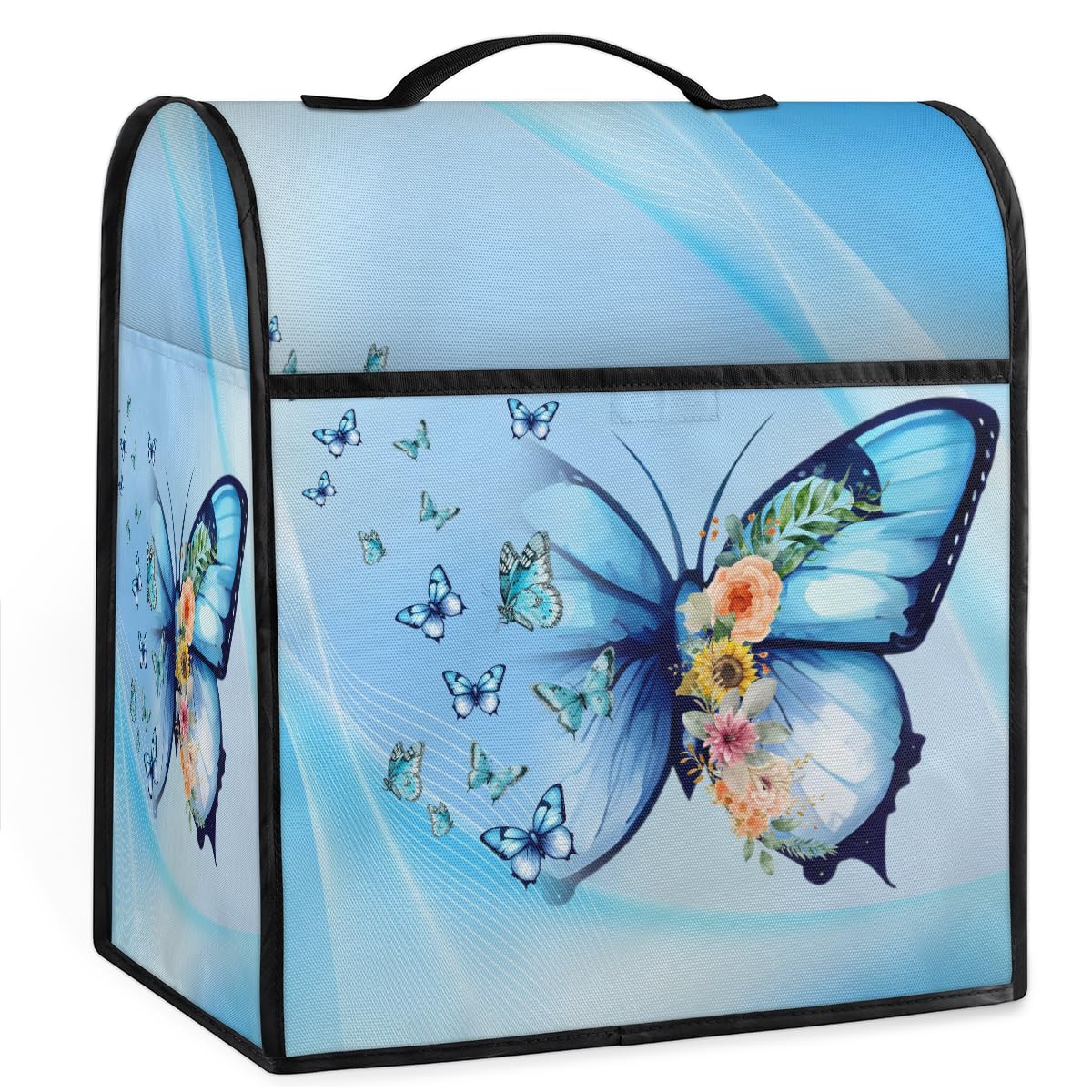 Kitchen Aid Mixer Cover Compatible with 6-8 Quarts Blue Butterfly Stand Mixer Cover Dust Cover with Zipper Pocket Kitchen Aid Mixer Accessories