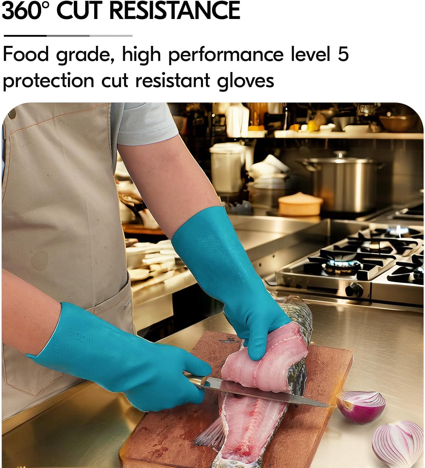 Vgo... 1Pair Cut Resistant Work Gloves Men,Cut-proof,Seamless,HPPE Anti-cut Liner,EN388 level E,ANSI level A5(TP1117CTA5)