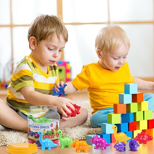 Miniatura 5 de Silipull Juguetes de motor fino con números de dinosaurio para niños pequeños, juego de coincidencia de matemáticas de 1 a 10, juego de números de