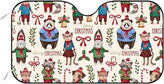 Para-brisa de carro Capa de para-sol Natal Panda Fox Dog Veículo Protetor de Viseira Bloqueia Raios UV Protetor de Assento para Caminhões Vans 140 x 70 cm