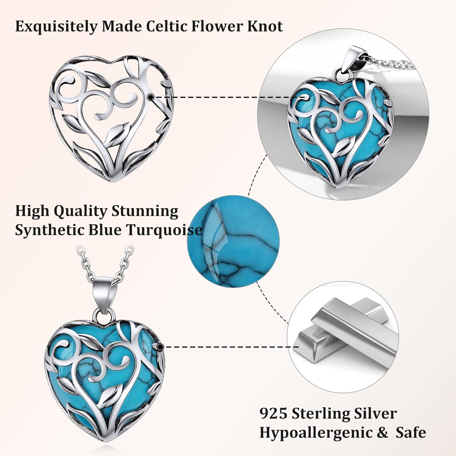 Bestyle Tree of Life Wrapped Healing Crystal Necklaces 12 Month Birthstone Pendant for Women, Crescent/Heart Gemstone Jewelry, Vintage Birthday Gifts/Energy Gift - Image 5