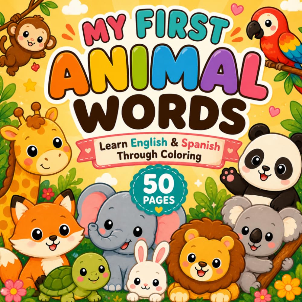 My First Animal Words: Learn English & Spanish Through Coloring