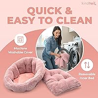 Vista 5 de KindTail Small Orthopedic Dog and Cat Bed - Faux Fur Luxury Cuddler for Pets Under 15 lbs, Comfortable Waterproof Material with Nylon Base - 20" x