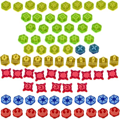 Vista 4 de LITKO Colección de actualización de tokens de juego Fichas de combate Compatible con Star Wars: Legion Pánico Supresión Daño iónico