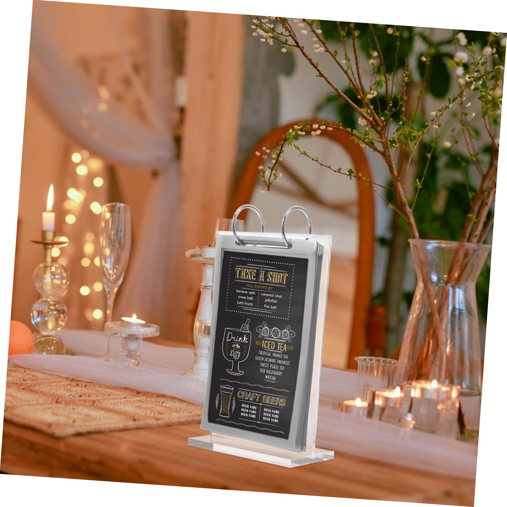 SHINEOFI 5piezas Soporte De Exhibición De Menú Transparente Soporte De Carteles De Escritorio Para Restaurantes y Cafés Vertical Con Base Estable