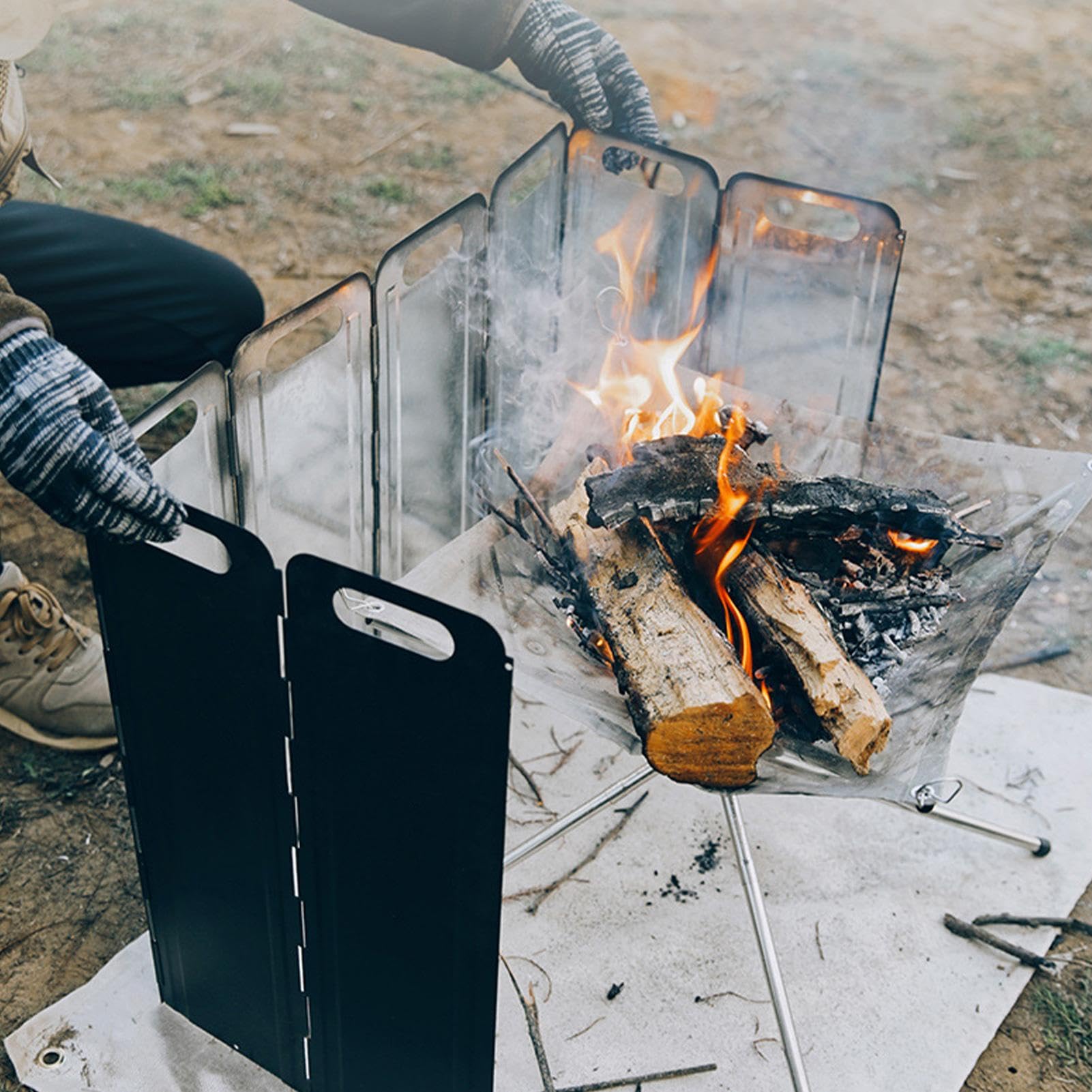 Windschutz aus verzinktem Eisen, Grill, Picknickkocher, Windschutz, faltbarer Campingkocher, Windschutz für Camping, Windschutz für Outdoor-Kochen, Grill, Picknickkocher, Windschutz