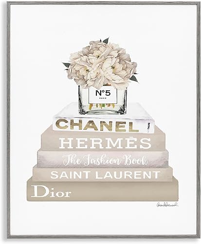 Stupell Industries Librero de alta moda con flores bronceadas, arte de pared, 24 x 30, diseño de la artista Amanda Greenwood