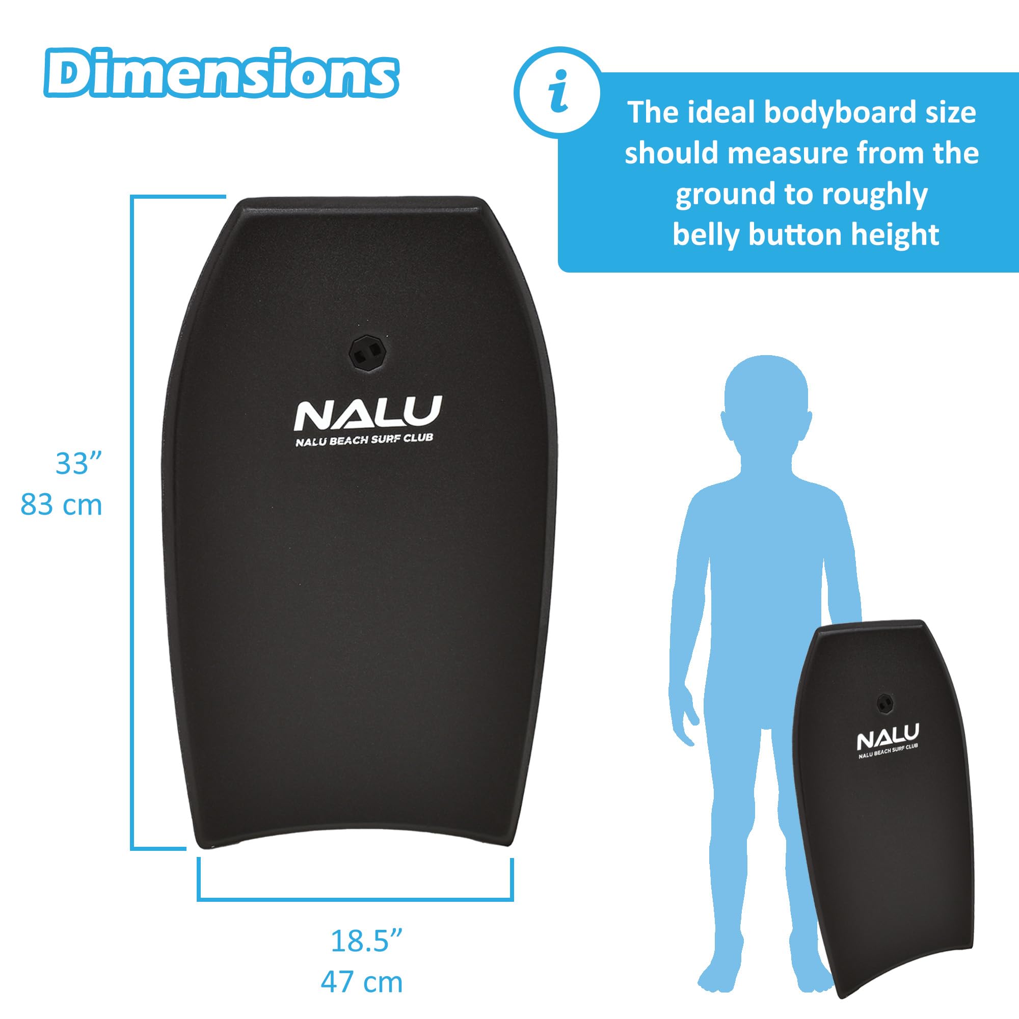 Nalu Bodyboard mit Leine | Bodyboard mit Halbmondschwanz und XPE-Kern