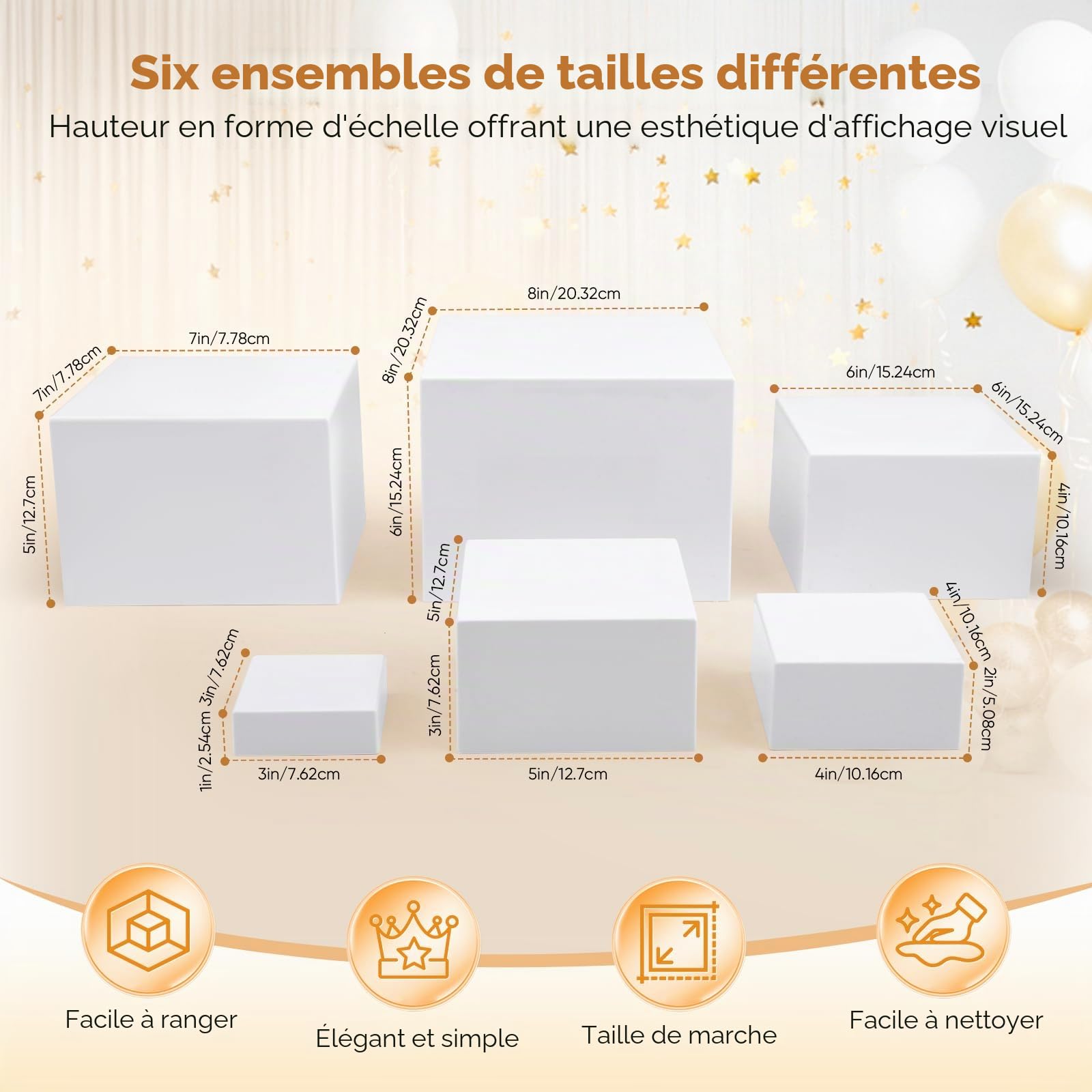 Lot de 6 Présentoir Aperitif Buffet, Support Buffet en Acrylique à Gâteaux, Présentoirs pour Aliments, Desserts, Bijoux, Figurines, pour Table de Fête, Décoration