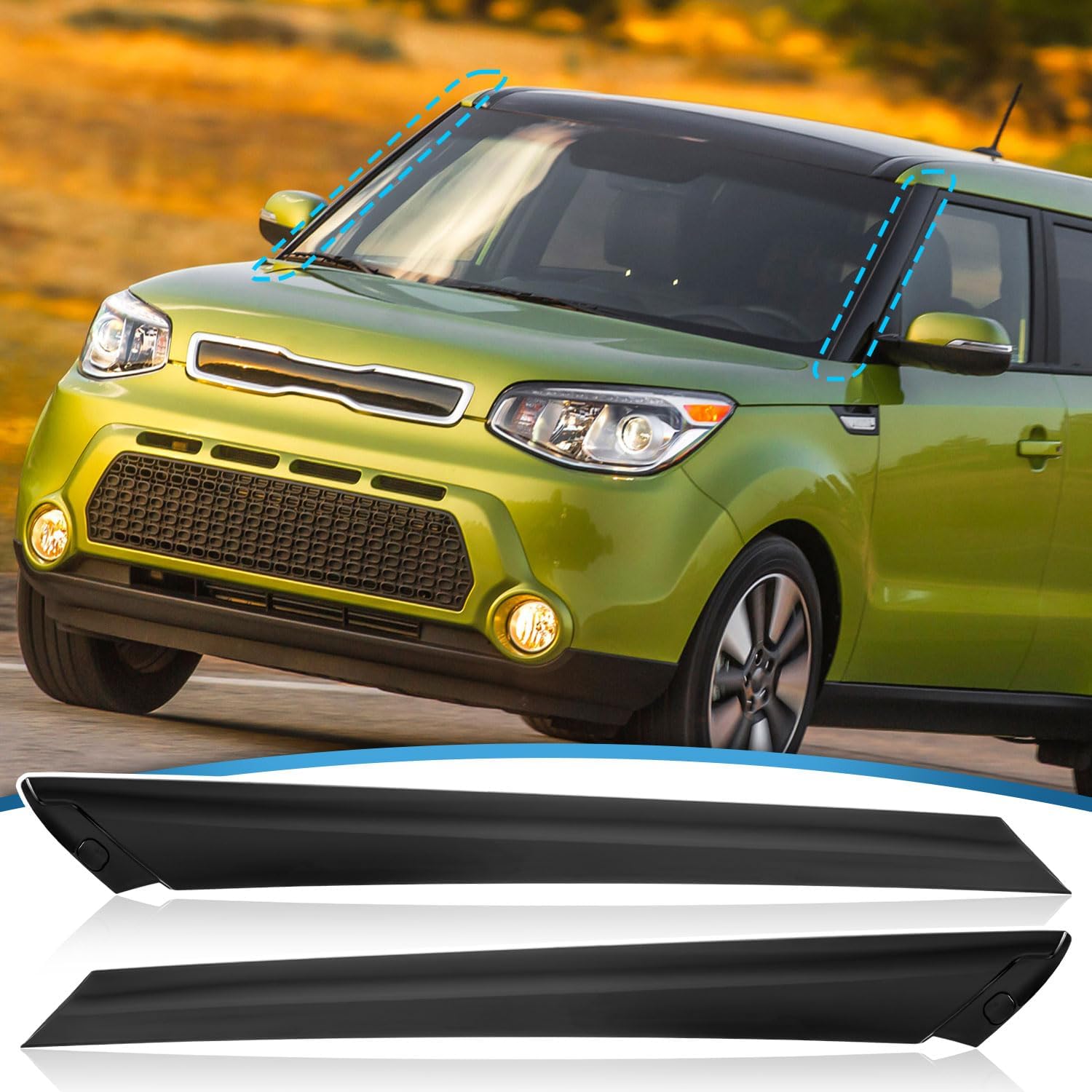 Compatible with 2014-2018 Kia Soul Molding Pair Windshield Pillar Trim Exterior,86170-B2000 86180-B2000