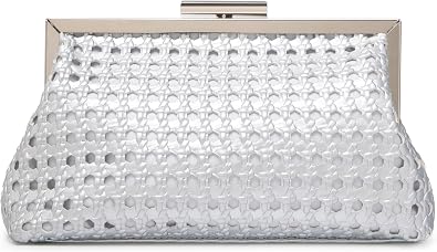 Womens Woven Clutch Purse with Detachable Chain - Elegant Evening Bag for Party, Wedding & Cocktail