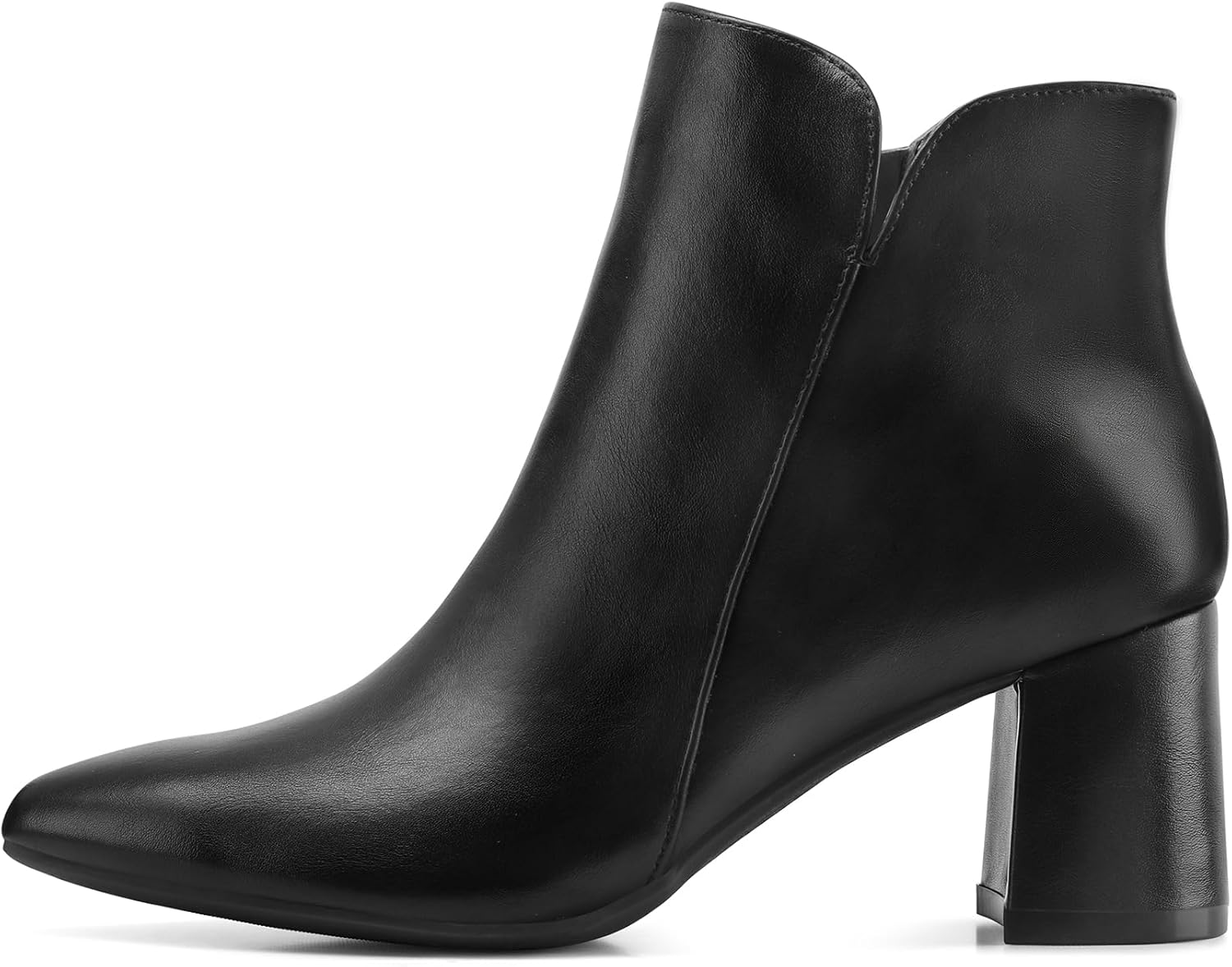 mysoft Women's Ankle Boots Chunky Block Low Heel Comfortable Pointed Toe Side V Cutout Dressy Office Booties with Zipper - Image 7