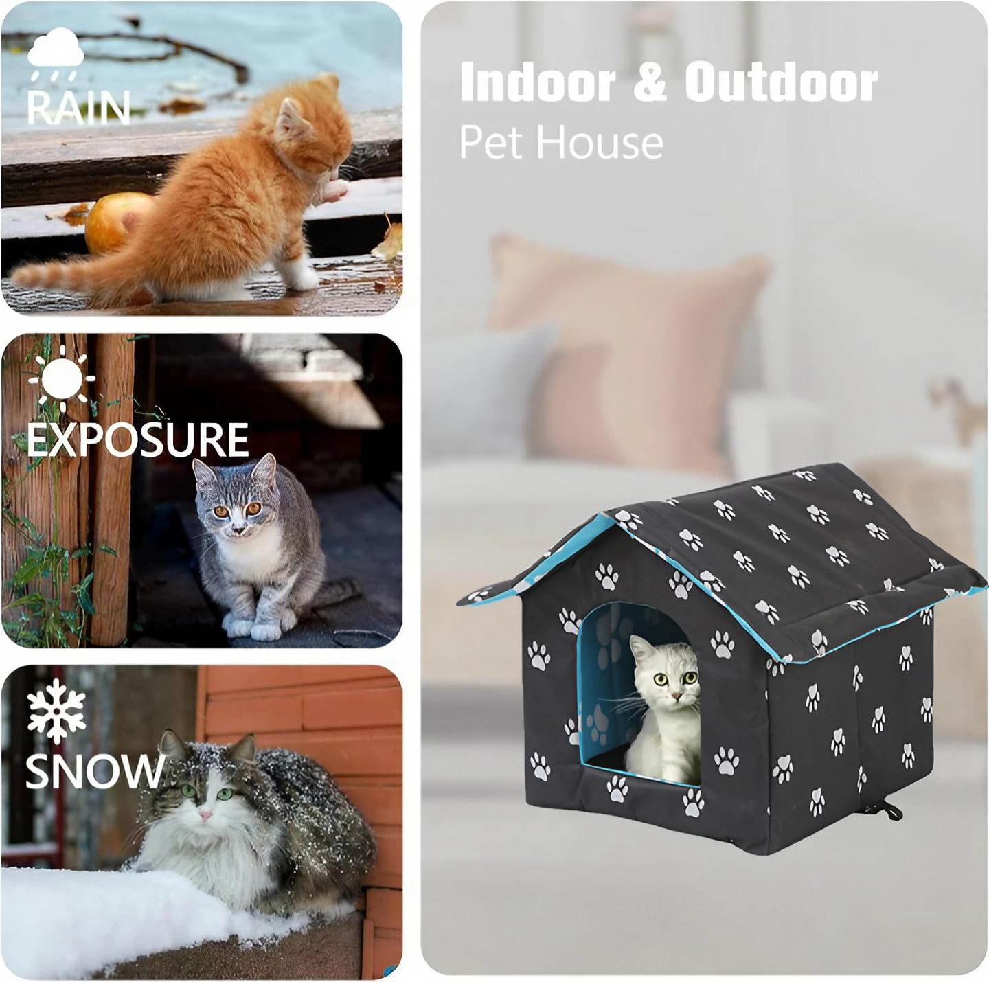 CHRIS GOOD Feral Cat House, Cat House Outdoor, Waterproof Shelter for Stray Cats, Weatherproof for Winter (Black Claw, Medium)