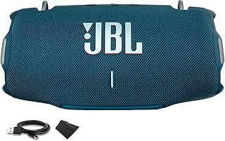 JBL Xtreme 4 Portable Bluetooth Speaker, IP67 Waterproof, 24 Hrs Playtime (Blue) (JBLXTREME4BLUAM) + USB-C Cable + Microfiber Cloth
