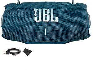 JBL Xtreme 4 Portable Bluetooth Speaker IP67 Waterproof 24 Hrs Playtime Blue JBLXTREME4BLUAM USB-C Cable Microfiber Cloth
