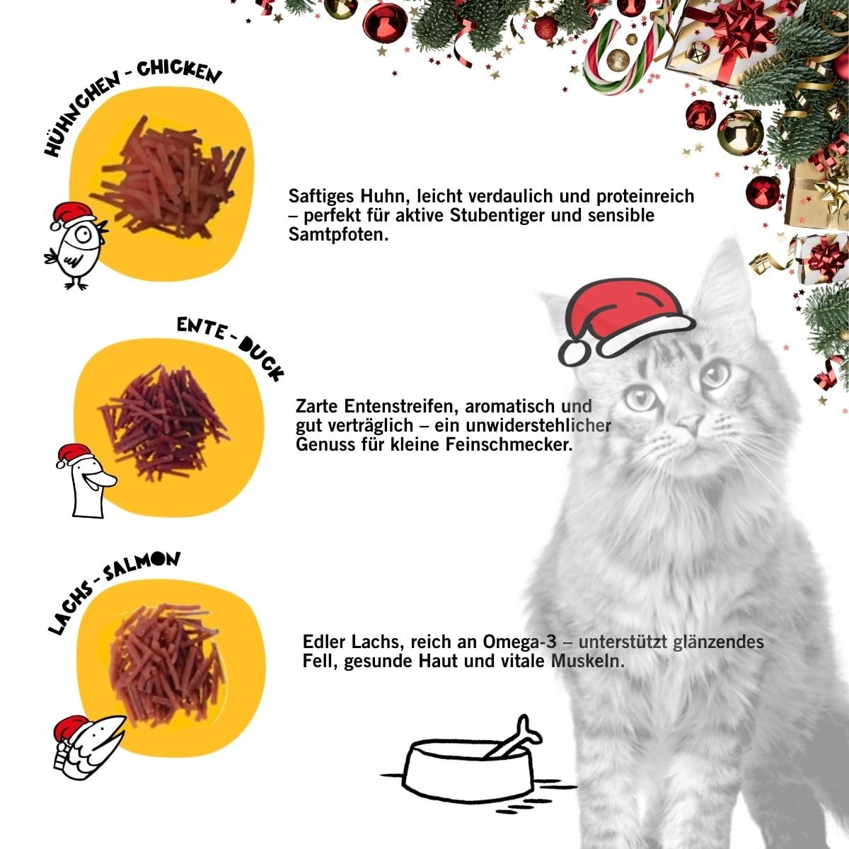 Dogs'n Tiger- Guido Maria Kretschmer – Caja de Navidad Gato "Atún y Camarones" | Edición de regalo limitada con comida húmeda premium | Alto porcentaje de carne y pescado | Sin cereales, sin azúcar