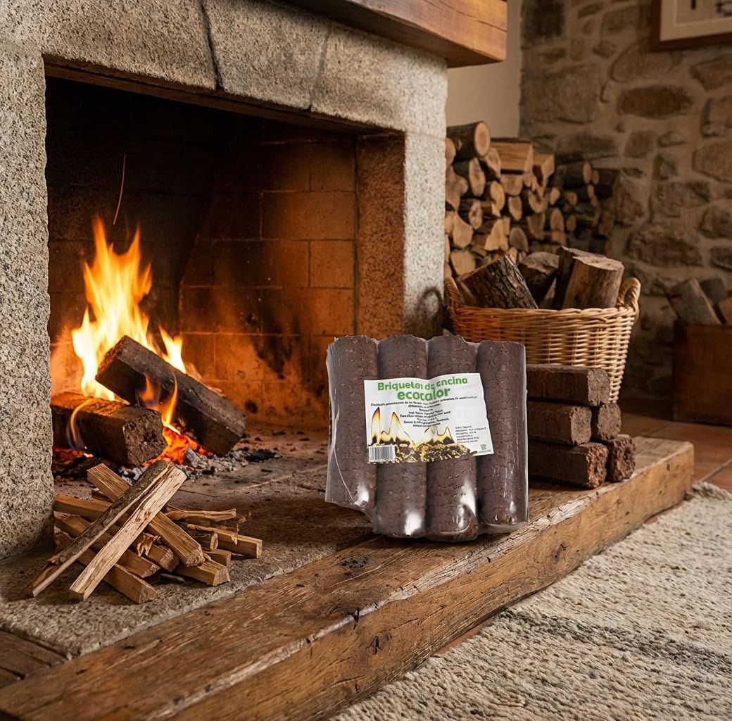 Suinga Ökologische Holzbriketts Encina 7 kg – Briketts für Kamin, natürlicher Brennstoff für Öfen und Kamine