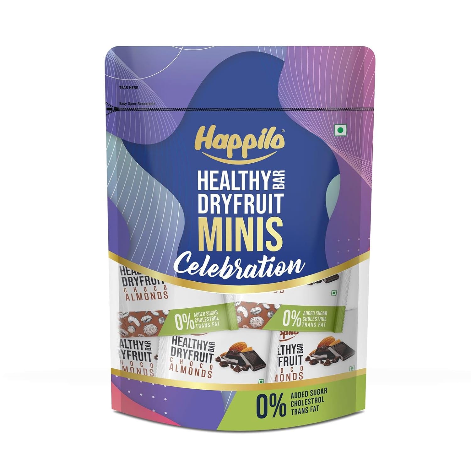 Happilo Choco Almonds Healthy Mini Dry Fruit Bar Pack of 12 (15g each