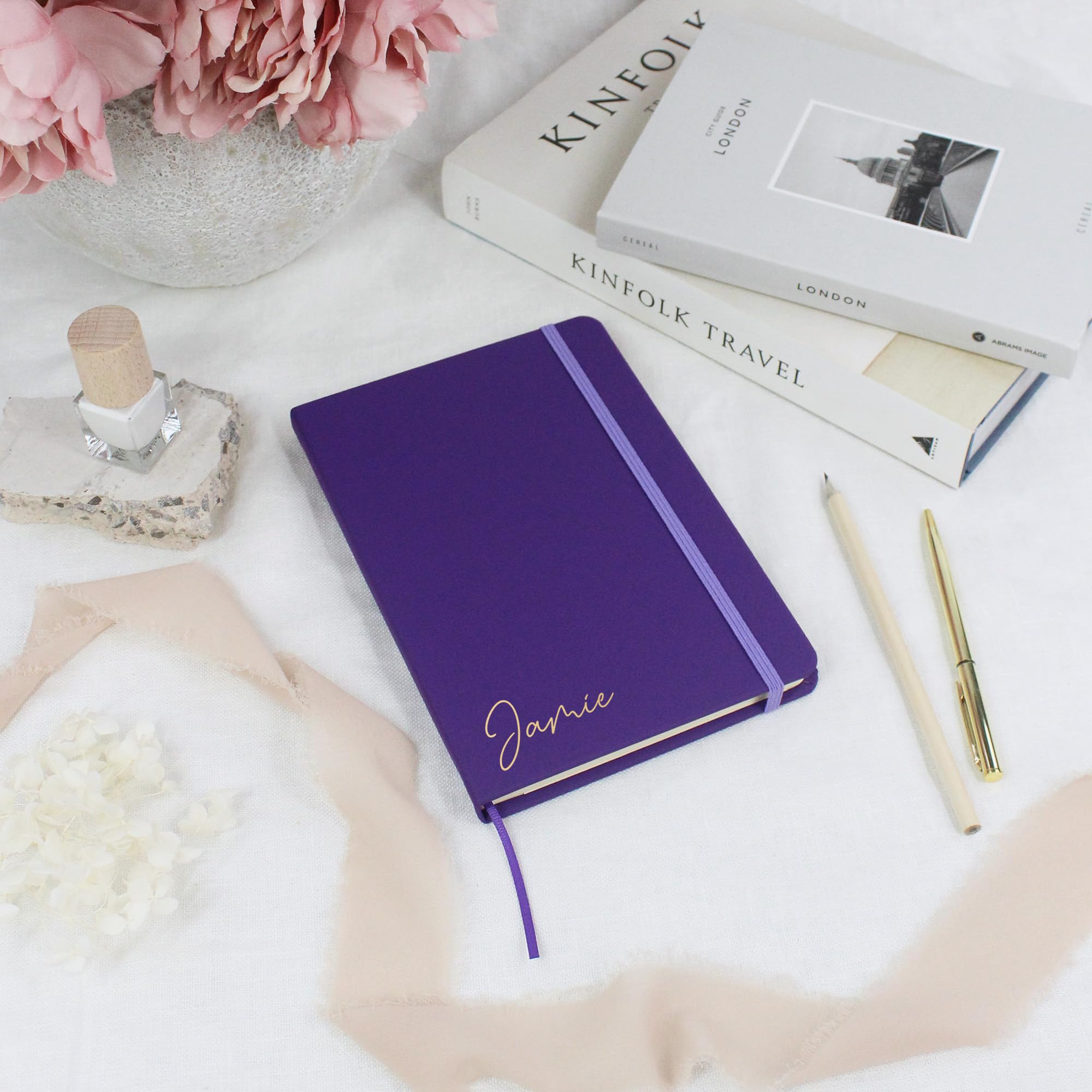eBuyGB Personalised Hardback Notebook, A4 Purple Lined Notepad, New Job, School Stationary, Travel Journal, Undated 2024 Diary, Planner, Office Gift
