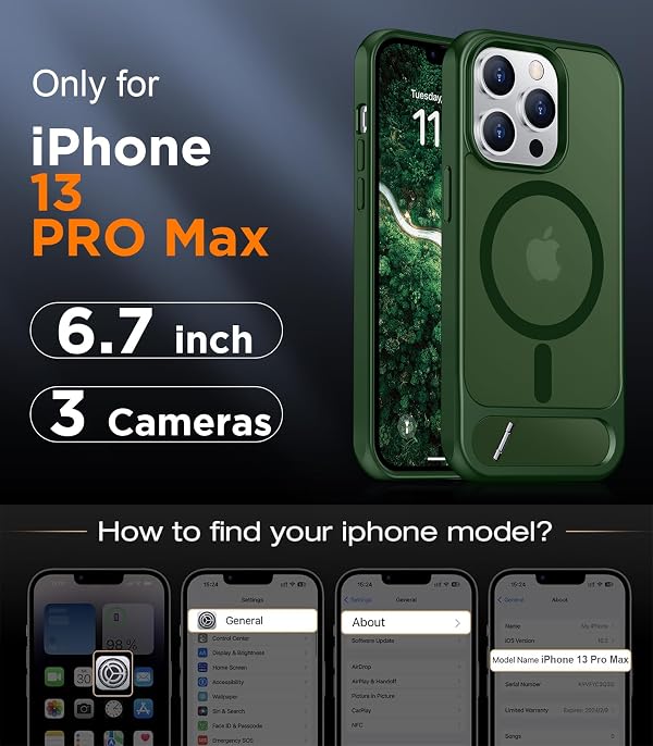 Temdan Magnetic Compatible with iPhone 13 Pro Max Case, [Built-in Invisible Kickstand][Compatible with MagSafe] [Military Grade Shockproof] Slim Translucent Matte Phone Case for iPhone 13 Pro Max 6.7" by Temdan - Image 2