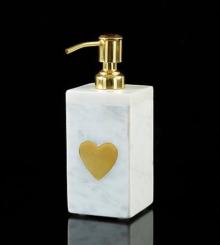 Miniatura 5 de Crocon Dispensador de jabón de mármol blanco para baño, cocina y encimera, botella de bomba de líquido de mano con bomba dorada extra inoxidable,