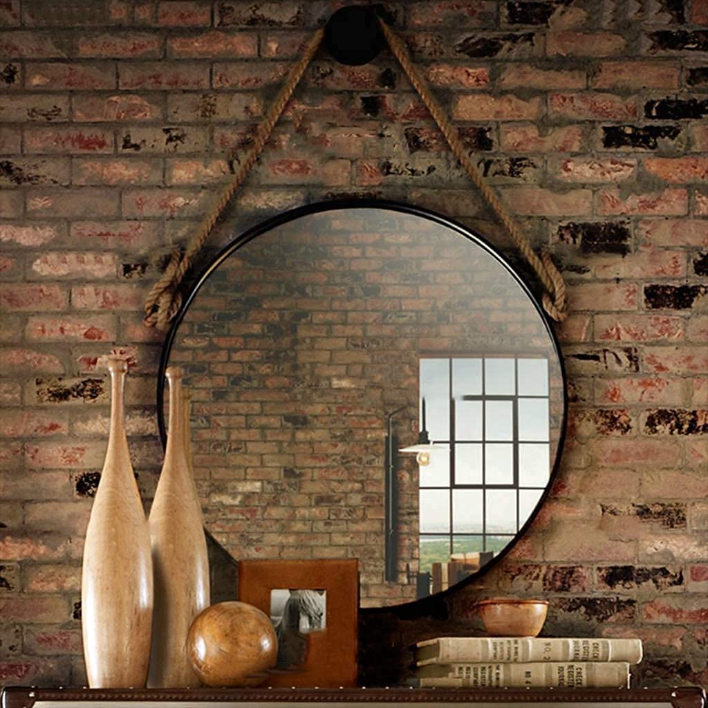 POZINO Espejo Redondo Grande De Cuerda, Espejo De Granja Circular De 30 Pulgadas, Espejo Colgante Para Baño, Dormitorio, Sala De Estar, Entrada, Decoración Del Hogar, Gris