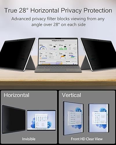 Vista 4 de PYS Pantalla magnética de privacidad para Microsoft Surface Pro 7 Plus, Pro 7, Pro 6, Pro 5, Pro 4, Pro 3 – Protector de pantalla de privacidad