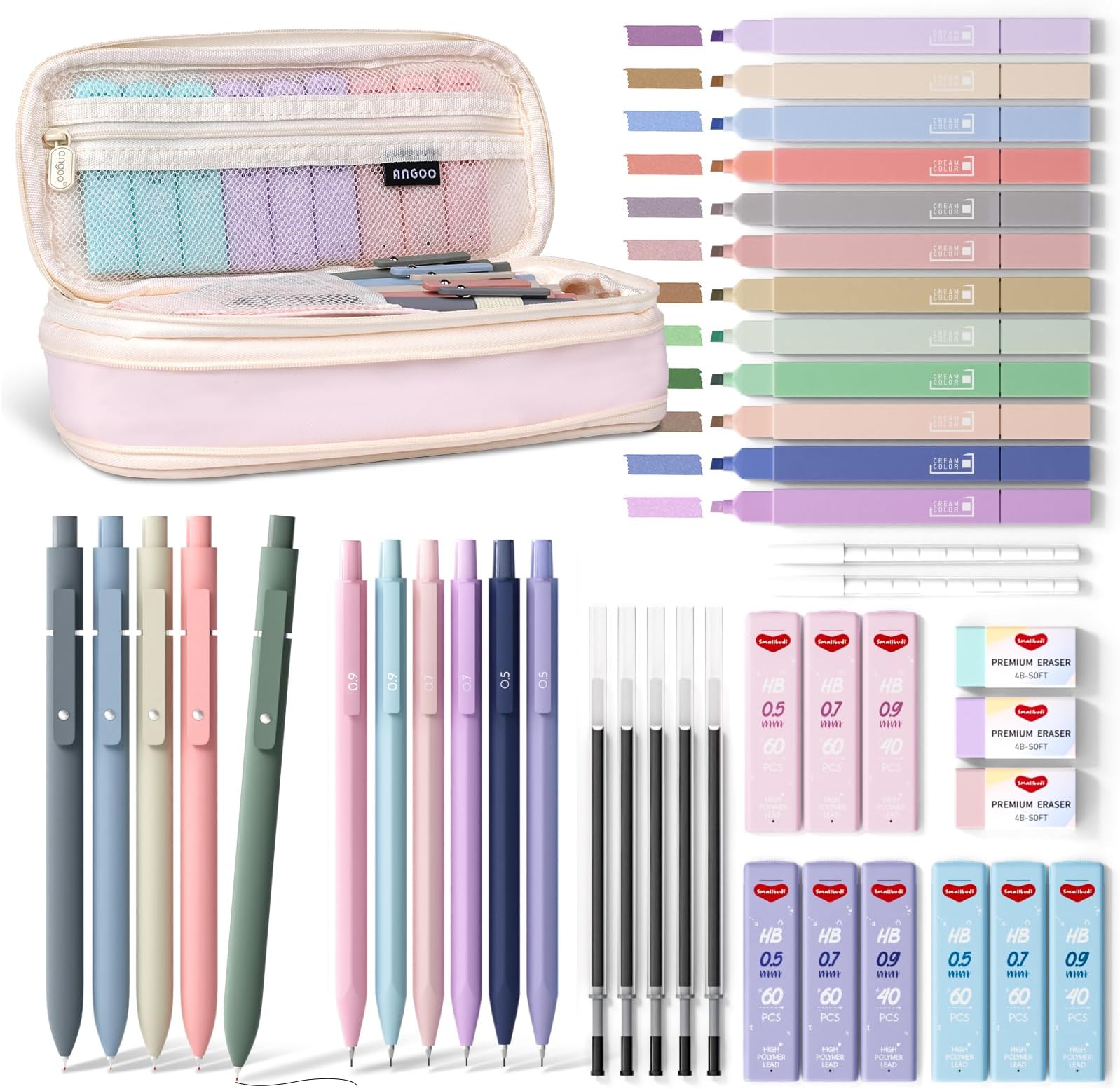 Hifunwu 38 PCS Aesthetic School Supplies with Big Pen Case