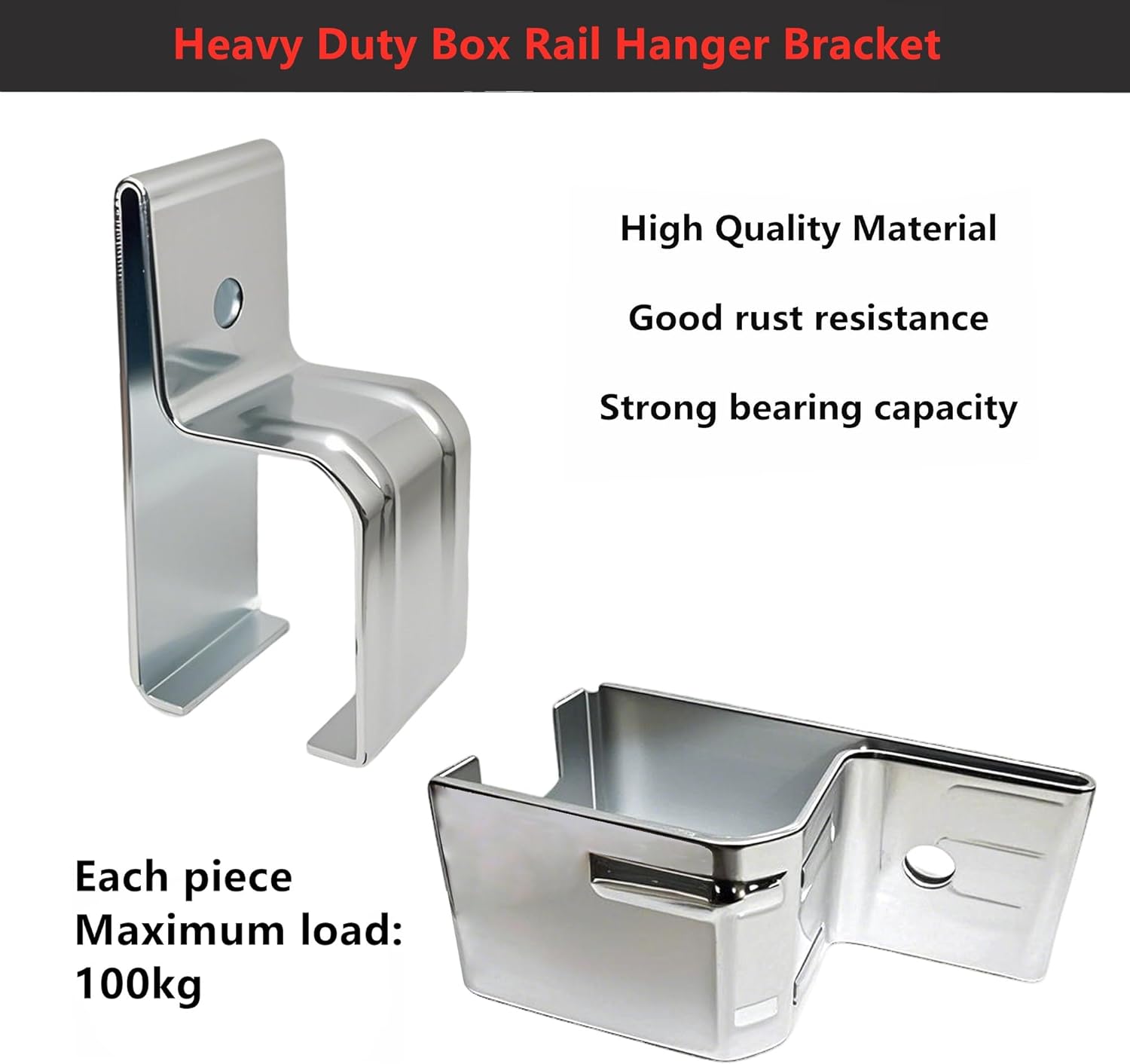Heavy Duty Box Rail Hanger Bracket with Bolts, Barn Door Hardware , Rail Mount Bracket for Exterior Barn Door (Silver，6 Pack