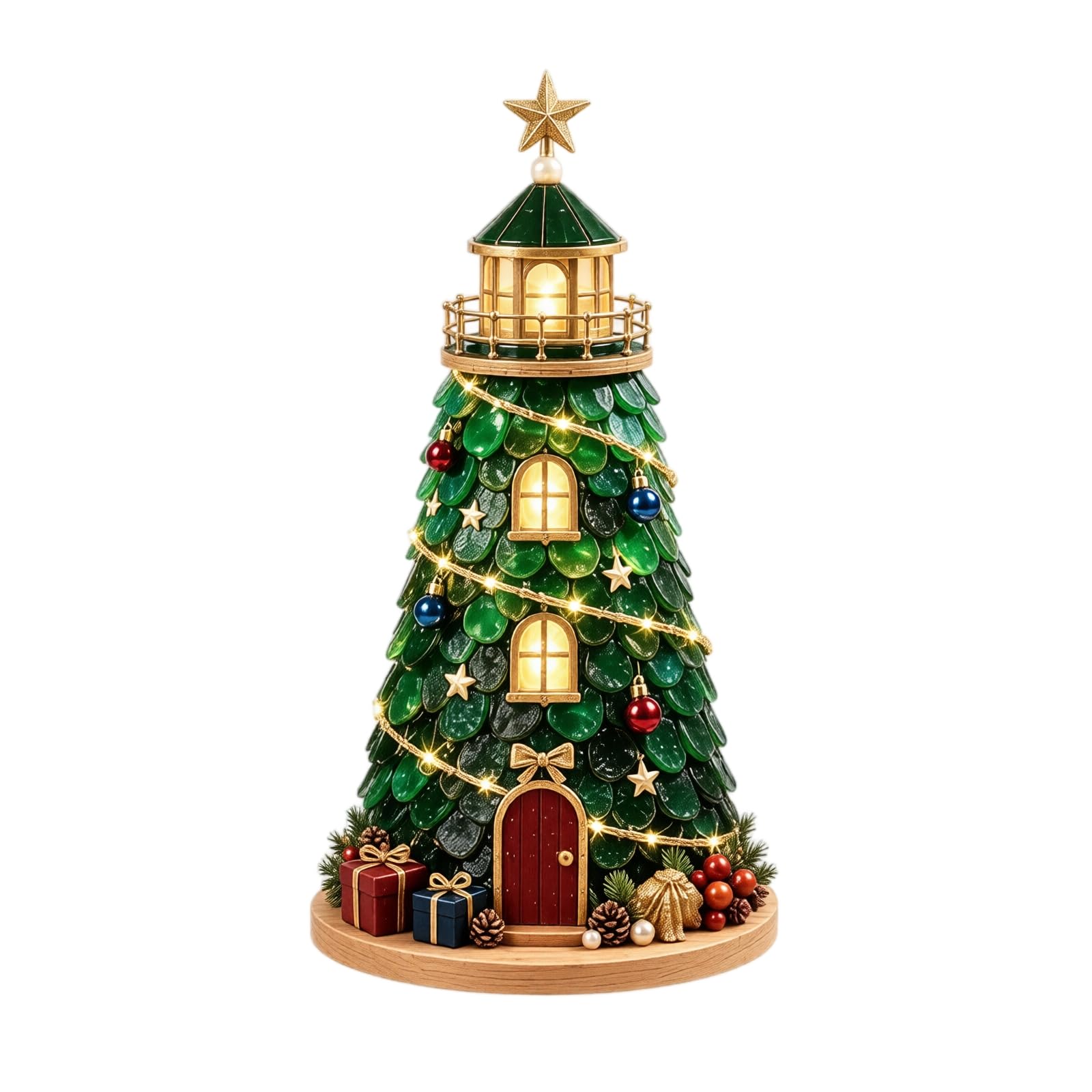 DIY Lighted Christmas Sea Glass-Style Lighthouse Kit Collection(#9)