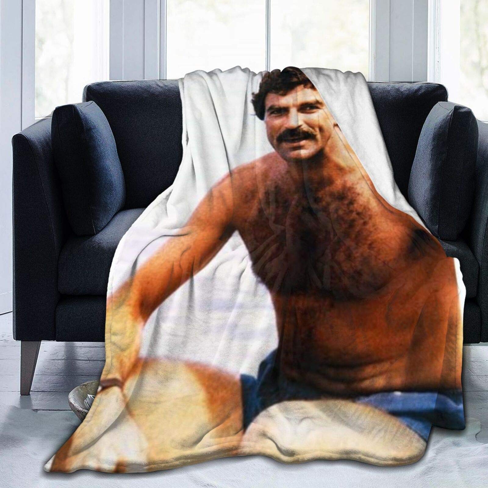YINGD Tom Selleck Ultra-Soft Micro Fleece Blanket Lightweight Blanket mat for Couch/Living Room/Warm Winter Cozy Plush Throw Blankets fo 125CM X 100CM