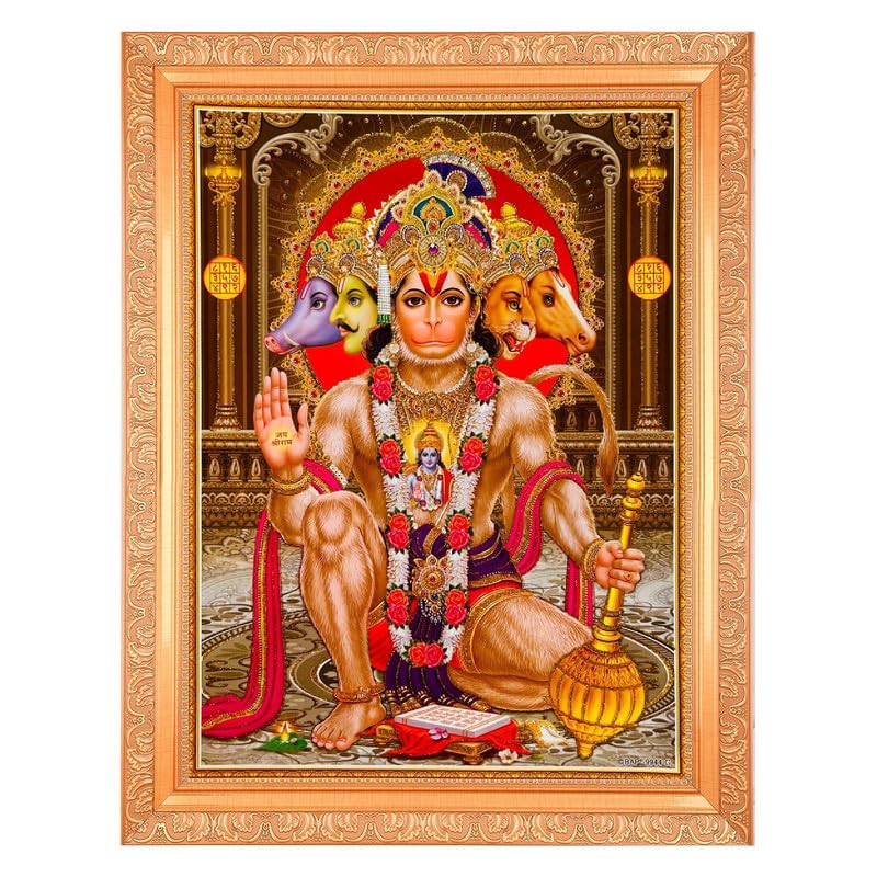 Cadeau de pendaison de crémaillère cadre Hanuman Panchmukhi porte-bonheur