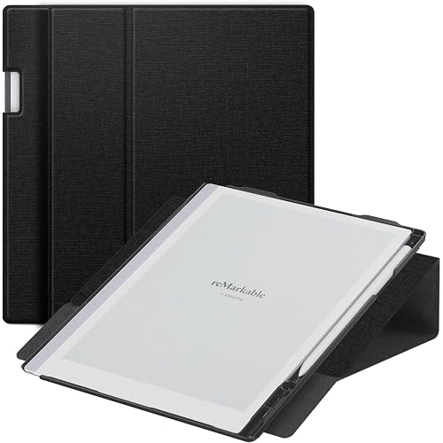 E NET-CASE Case for Remarkable 2 Paper Tablet- Multi-Viewing Adjustable Folding Book Folio Cover - with Built-in Pen Holder - for 10.3" 2020 Released (Black)