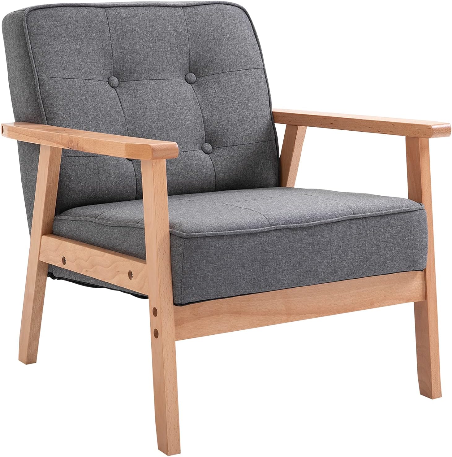 Reception Retro Accent Chair Beech Wood Frame Armchair