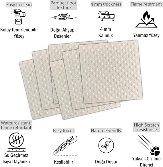 Tink 3 Boyutlu Duvar Paneli Kabartmalı Puantiye Desenli Pvc 41x41 cm/ 6 Adet /1 m²
