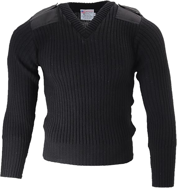 V-Neck 100% Wool Commando Sweater, Warm, Comfortable and Durable 