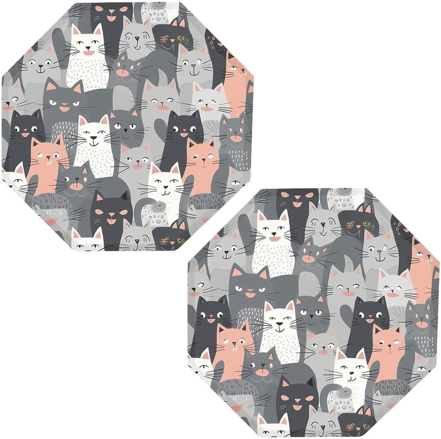 Ctagon Metal Sign for Home, Modern Display Plate for Kitchen, Cute Funny Grey Cats Pattern Plates Accent Hanging Wall Decorations 3PCS for Living Room, Bedroom, Hallway, Hotel