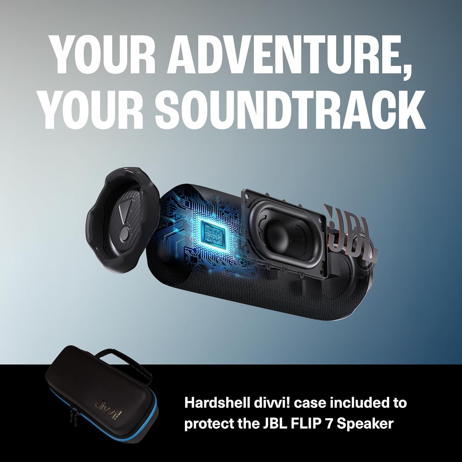 JBL Flip 7 (Black) + Bundle with divvi! Protective Hardshell Case (Black) - Image 2