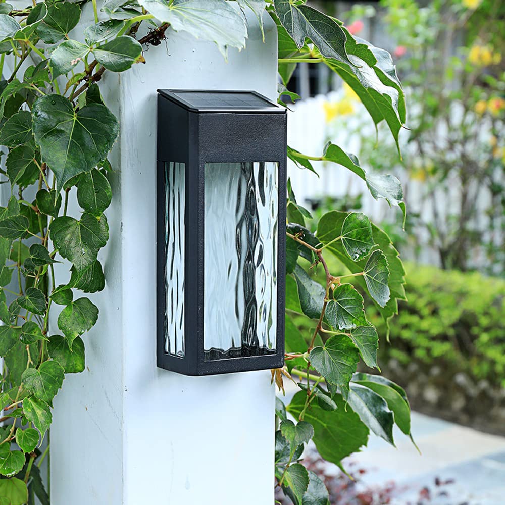 Faroles solares de Pared para Exteriores - Apliques LED Impermeables IP44 para Porche, Patio y Valla, lámparas de Seguridad Decorativas en Negro Mate, iluminación Exterior de Montaje