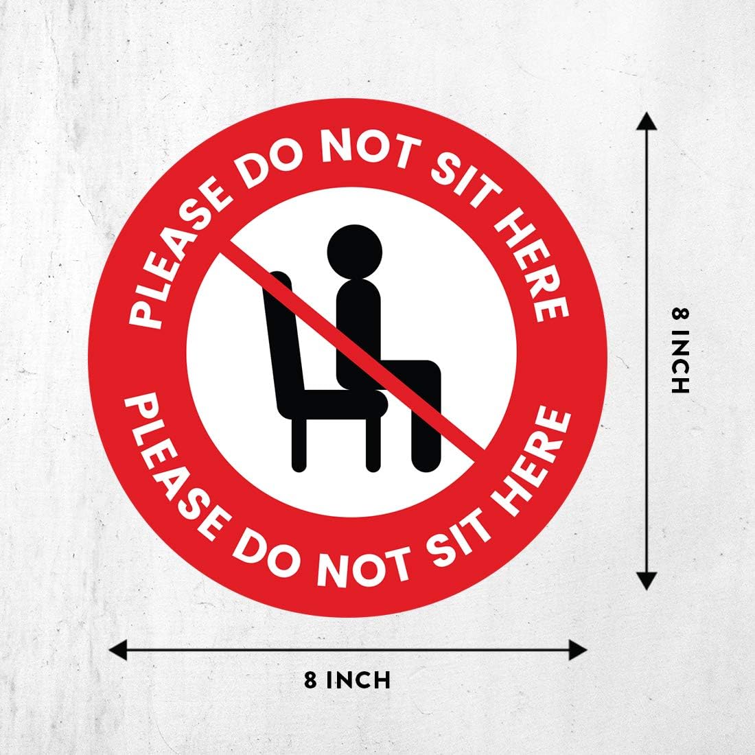 Andaz Press Restaurant Social Distancing Please Do Not Sit Here, Sit Here Round Business Signs, 50 Labels, 10-Pack 8" Round Labels + 40-Pack 2" Circle Vinyl Sticker Decals