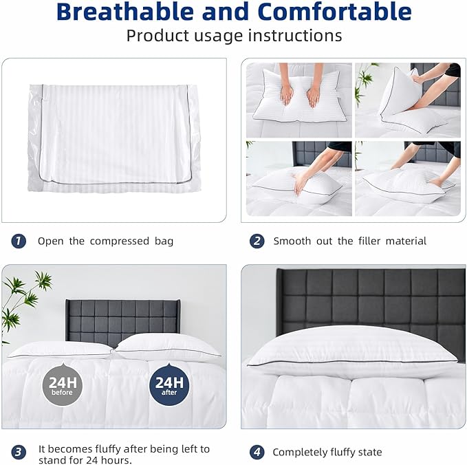 Set 2 Almohadas Queen Poliéster Blanco Suave miniatura 5