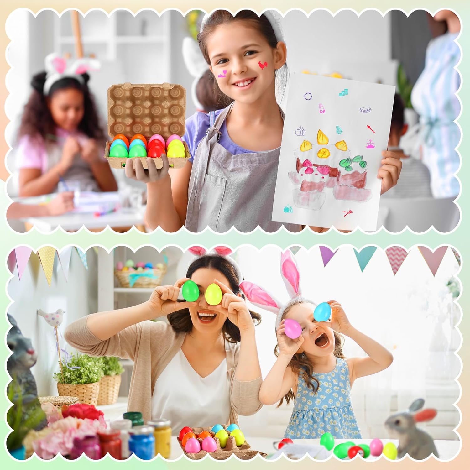 Christian Easter Gifts for Kids, 12 Self Ink Resurrection Easter Eggs Stamps with 12 Religious Story Cards for Basket Stuffers Sunday School Egg Hunt Favors Classroom Prize