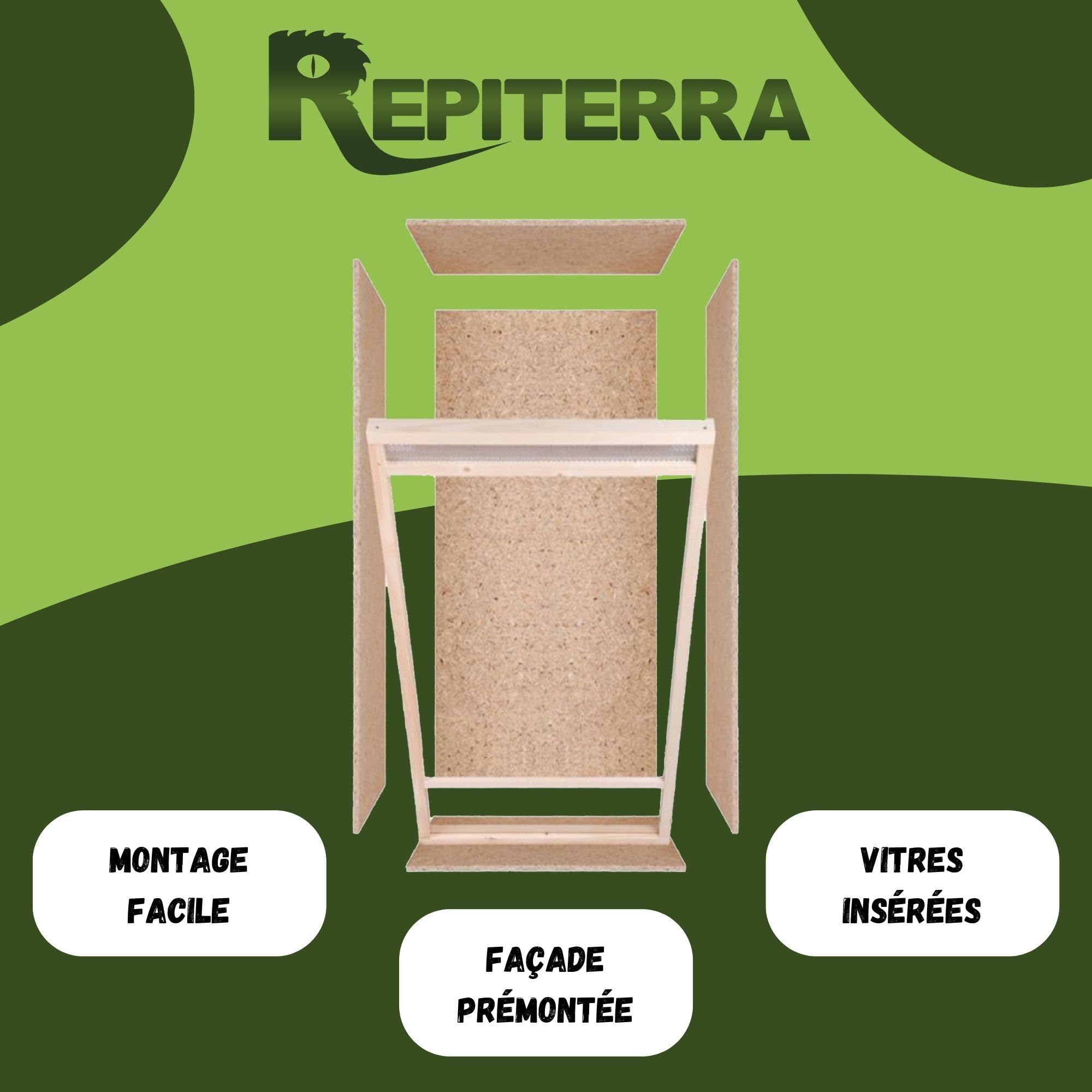 REPITERRA Terrarium en Bois OSB 60x120x60cm avec Aération Facile à Monter