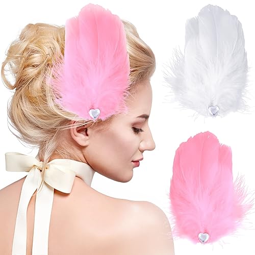 ANCIRS Paquete de 4 pinzas para el pelo de plumas para mujer, pasadores de pelo en forma de ala mosca, accesorio para horquillas de los años 20,