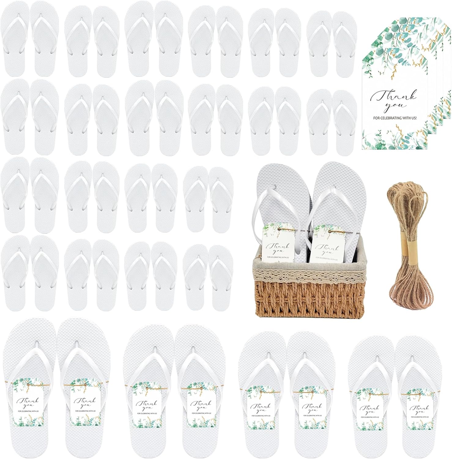 24 Pairs Bulk Flip Flops For Wedding Guests Slippers Wedding Flip Flops Party Favors for Guests Reception Bridal Sandals for Women Men Beach Pool Party